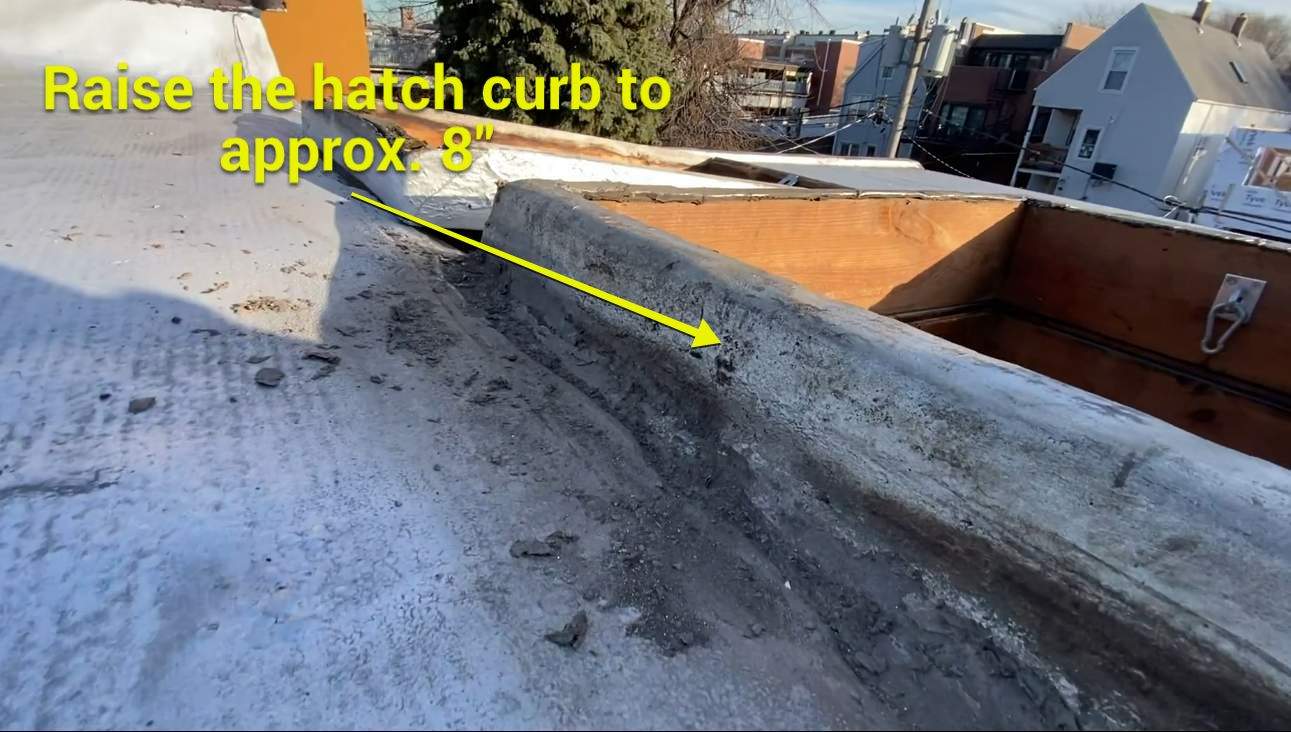 Low Hatch Curb Causing Water Intrusion on Flat Roof in Skokie – Here’s How We Fixed It
